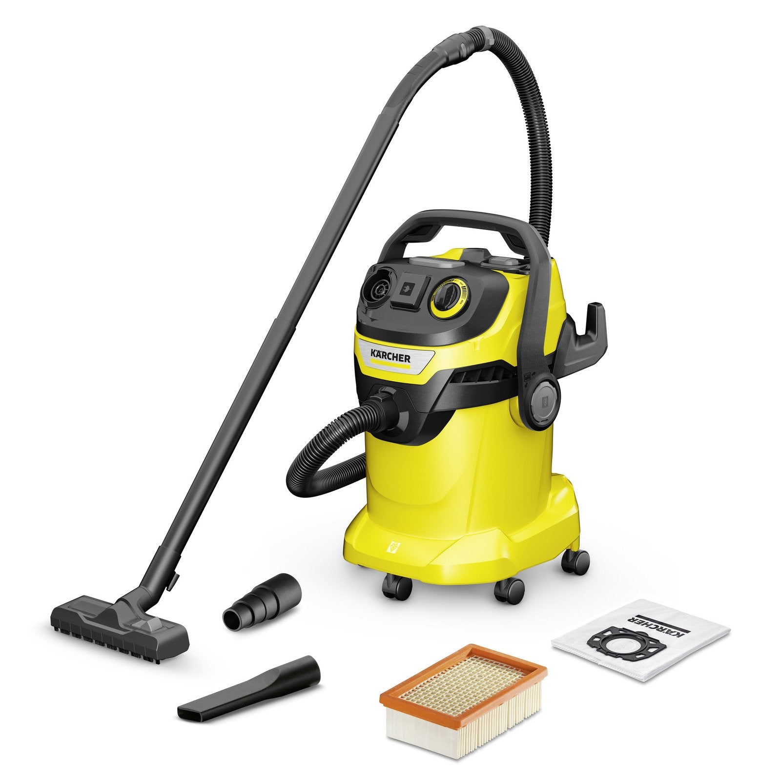 Vacuum Cleaner Karcher Wet And Dry Vacuum Cleaner Wd 5 P V-25/8/35 1100 Watts Suction Power 280w Capacity 25 L Noise 73 Db Yellow Weight 8.8 Kg 1.628-372.0