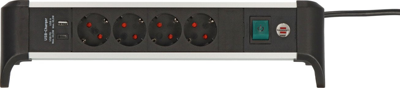 EAN 4007123677566 - Brennenstuhl 1391040420 base múltiple 1,8 m 4 salidas AC Interior Negro, Plata imagen 1