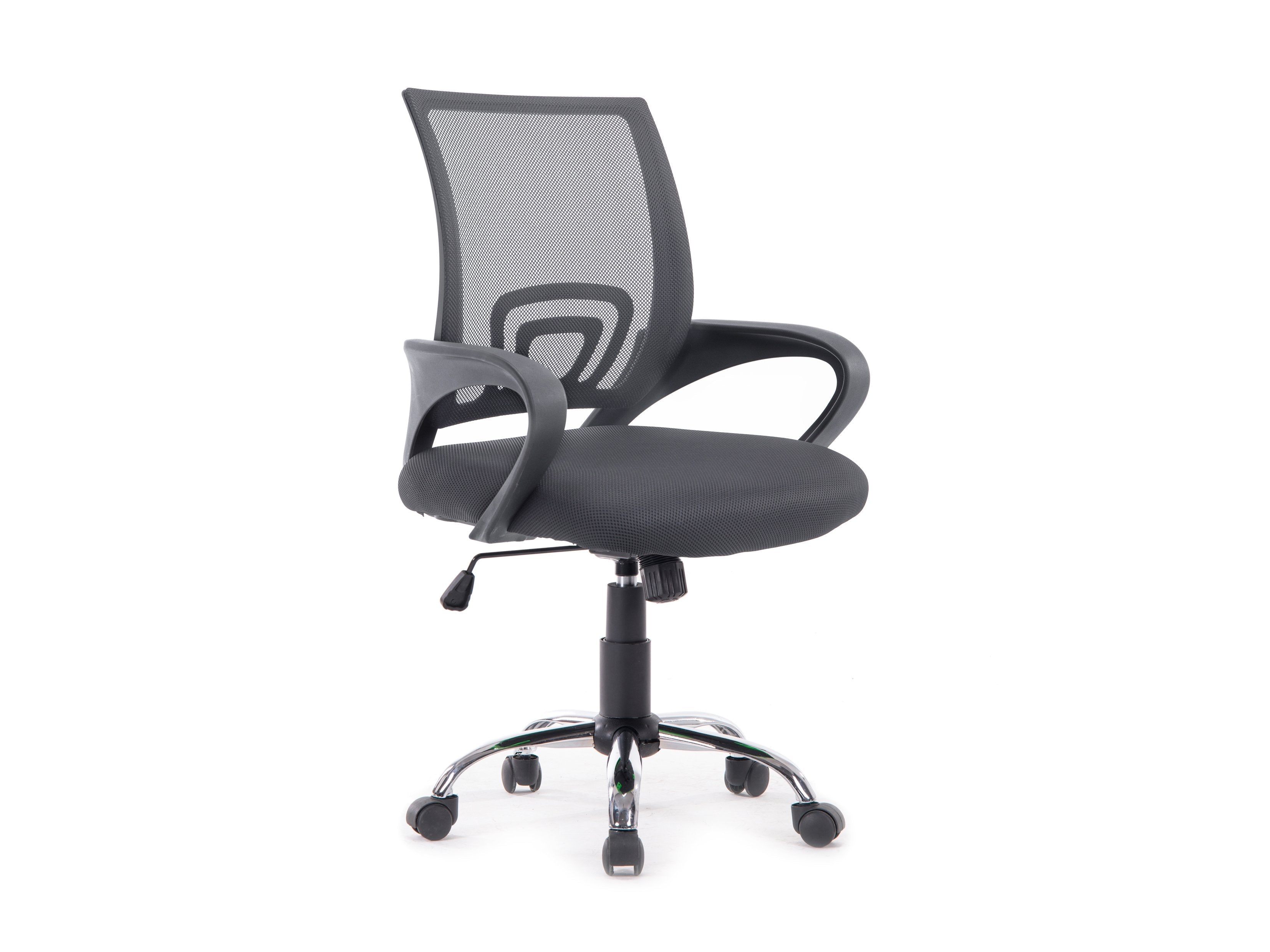 Silla De Oficina Equip De Malla Color Gris Oscuro Recubrimiento Pu De Alta Calidad Diseño Ergonomico