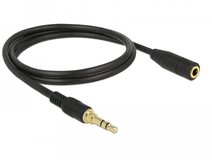 Delock Klinkenverlängerungscable 3,5 Mm 3 Pin Stecker Zu Buchse 2 M Schwarz
