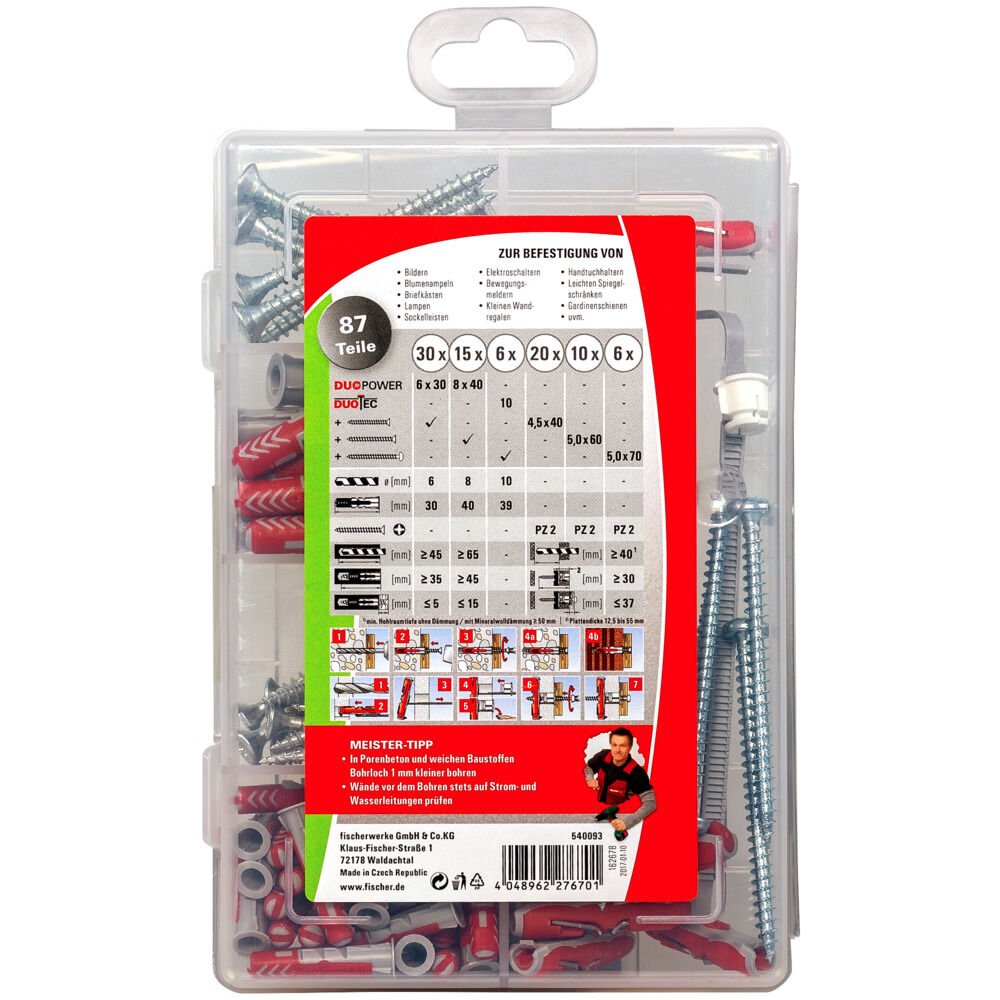 EAN 4048962276701 - Fischer 540093 tornillo de anclaje y taco 45 pieza(s) Juego de enchufes de pared y tornillos imagen 4