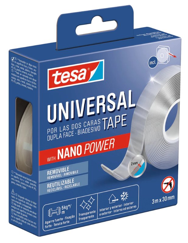Cinta Doble Cara Universal Transparente, 3 M X 30 Mm