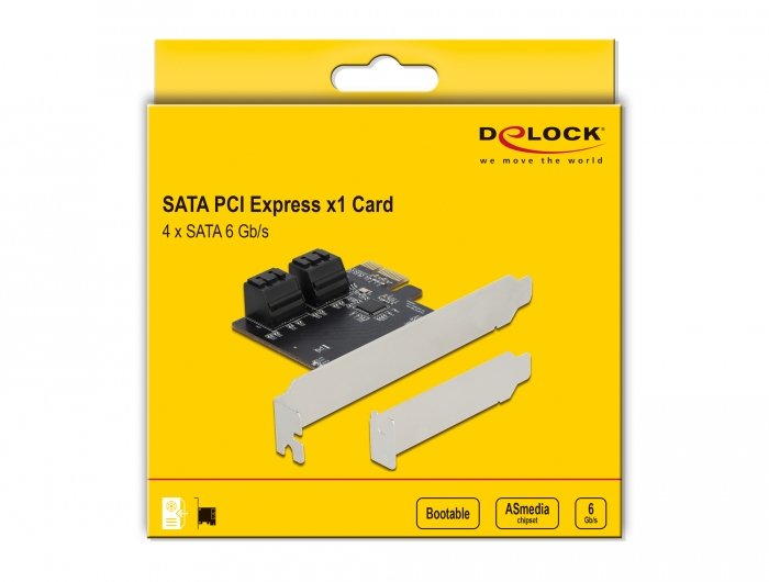 Tarjeta Delock Pci Express X1 -> 4 Puertos Sata Factor De Forma De Perfil Bajo