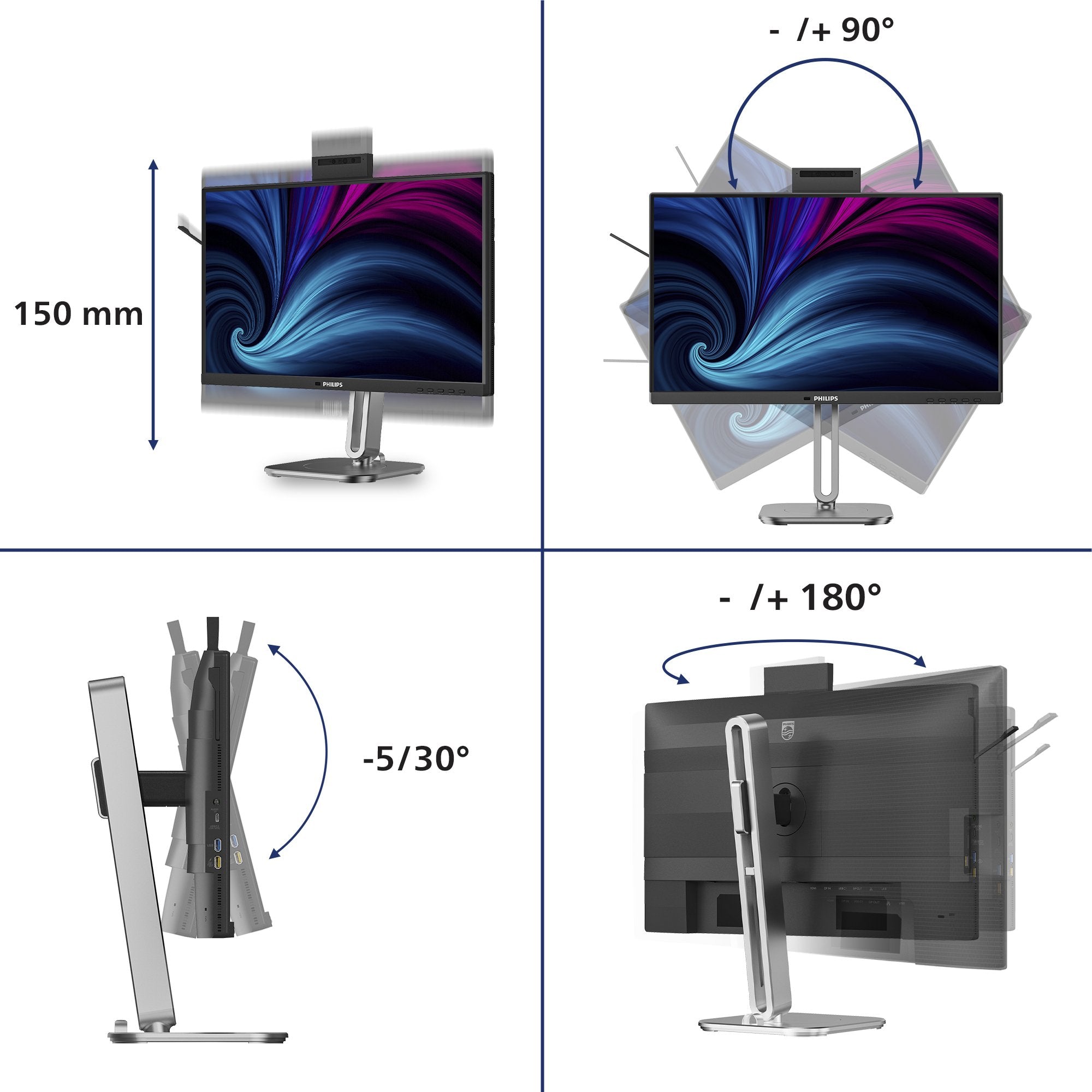 EAN 8721038007275 - Philips 4000 series 24B2U4301H/00 pantalla para PC 60,5 cm (23.8") 1920 x 1080 Pixeles Full HD LCD Gris imagen 3