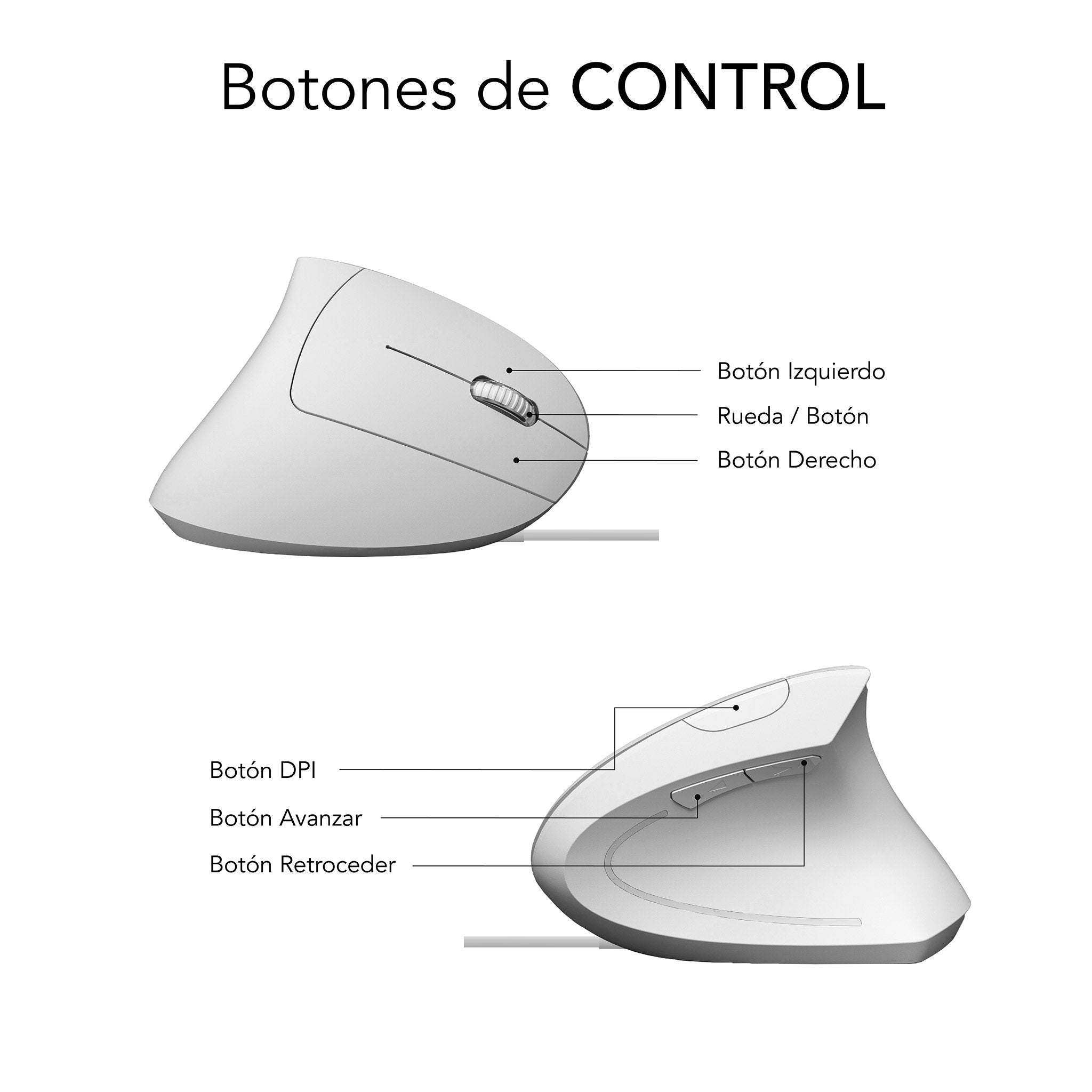 Raton Subblim Glide Vertical Ergo Vertical Usb 1600dpi - 5 Botones - Uso Diestro - Blanco