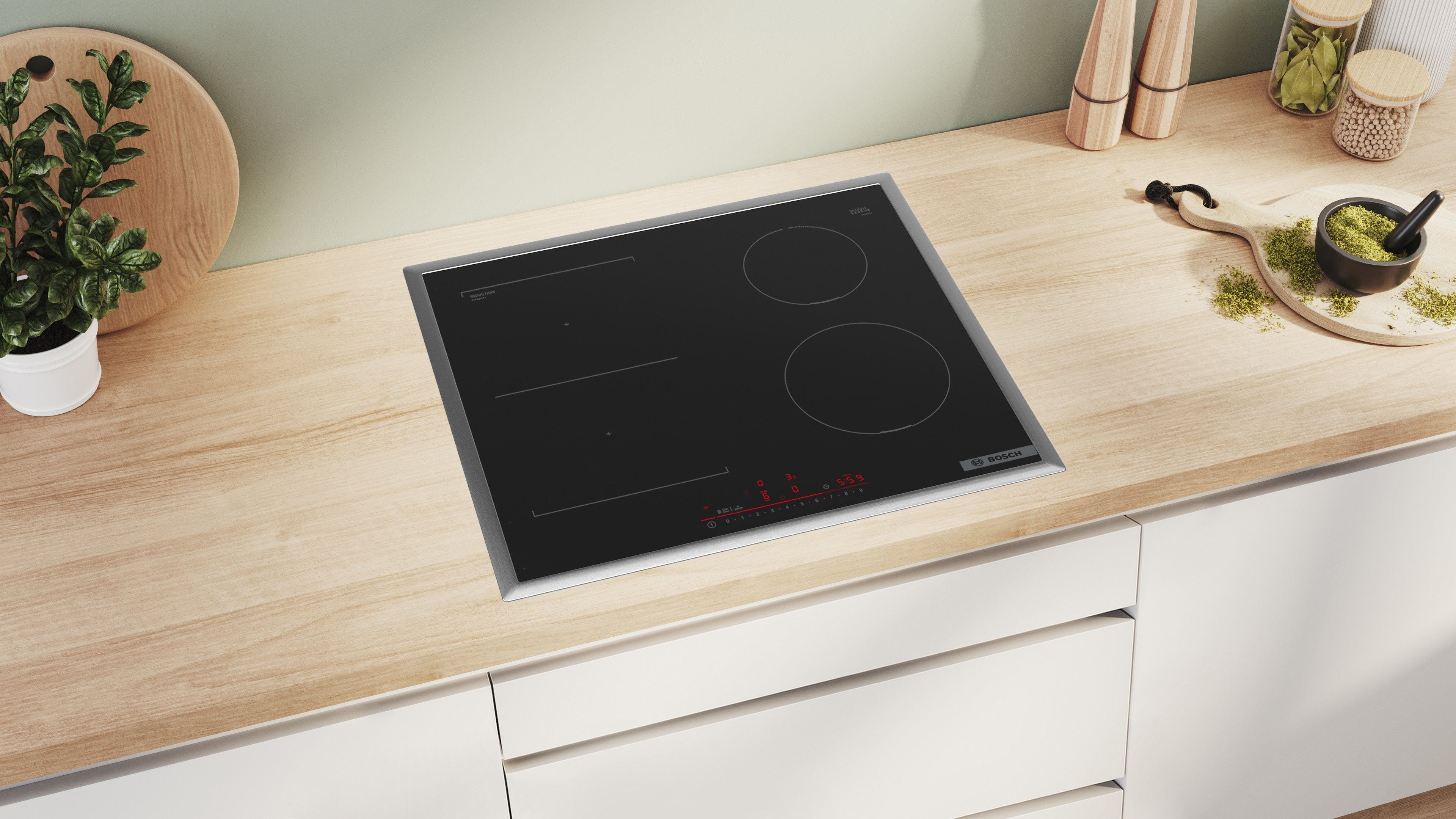 Bosch Home Pvs645hb1e Serie 6, Placa De Cocción Autónoma Negra/Acero Inoxidable, 60 Cm Pvs645hb1e