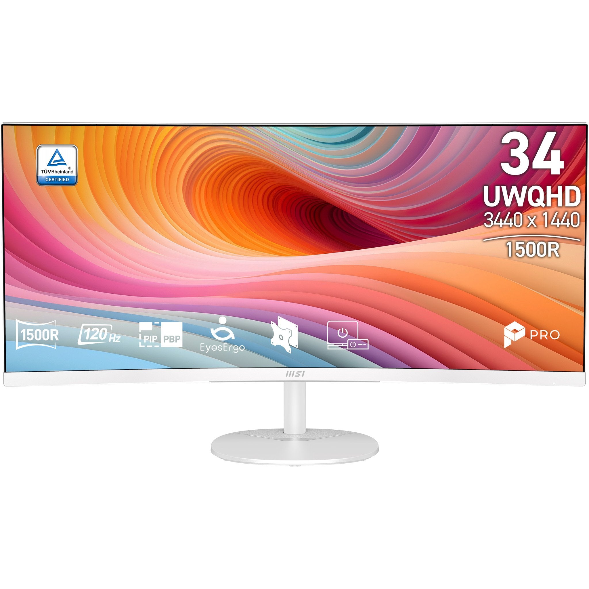 86,4 Cm (34") 3440 X 1440 Pixel Msi 9s6-3pb2ct-057 21:9 Ultrawide Quad Hd Va 4 Ms 120 Hz Displayport Hdmi Dvi Vesa Speaker