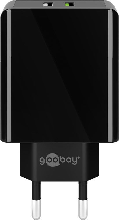 Goobay Cargador Rápido Dual Usb Usb/Qc3.0 28w Negro 44956
