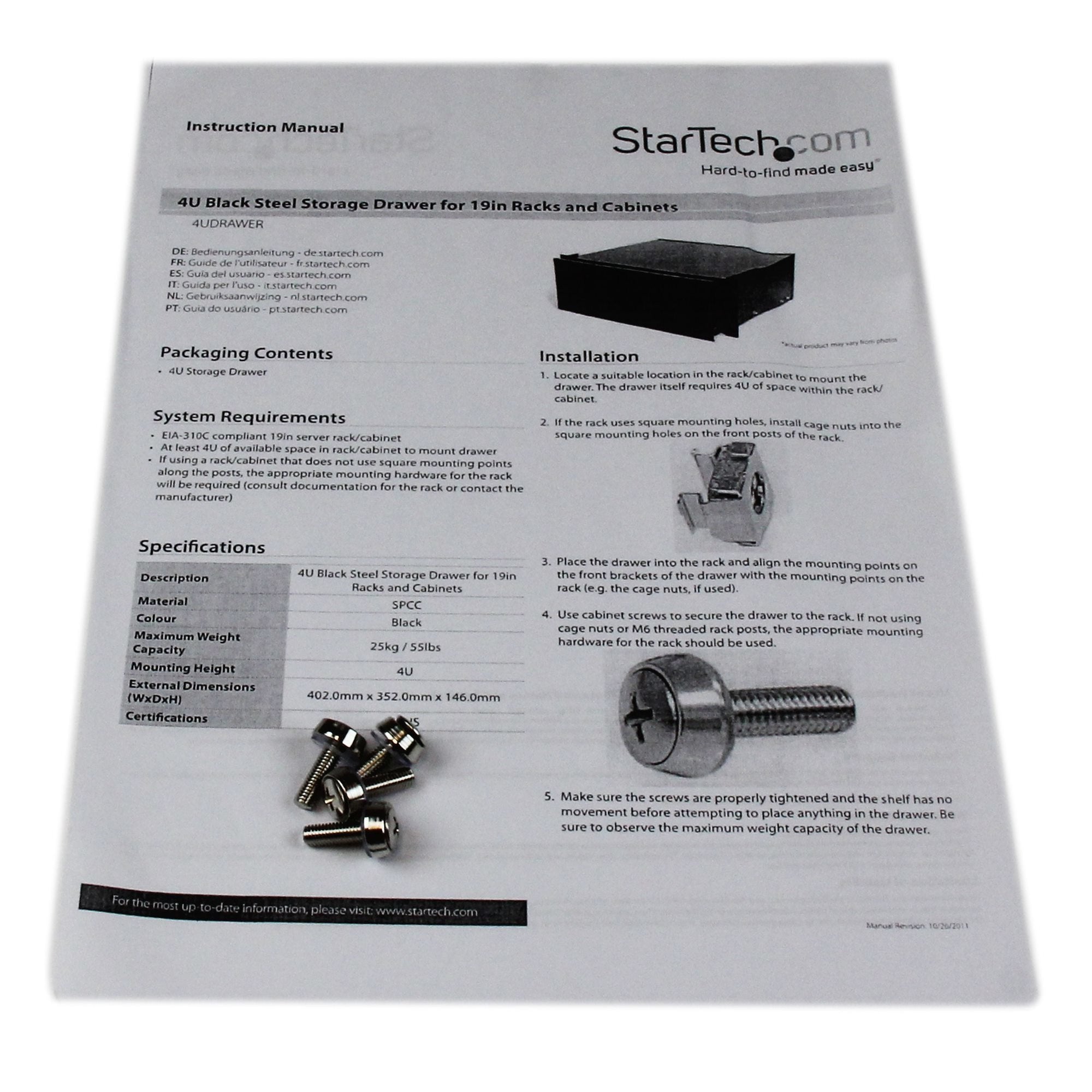 Startech Cajon Metalico Acero Negro 4u 19in Pulgad