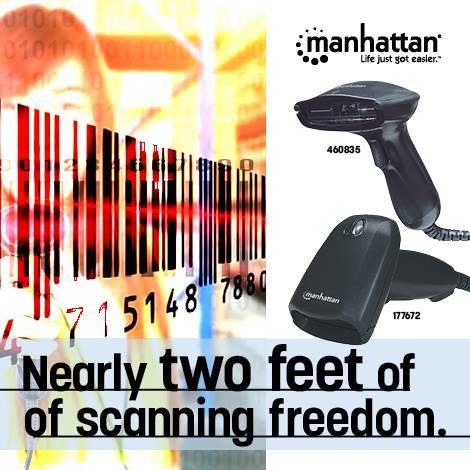 Manhattan Lector De Código De Barras De Largo Alcance Profundidad De Lectura 50 Cm, Usb
