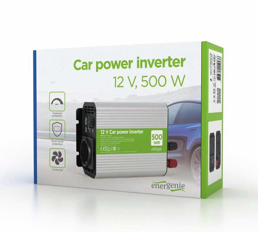 EAN 8716309119436 - Gembird EG-PWC500-01 adaptador e inversor de corriente Auto 500 W Gris imagen 4