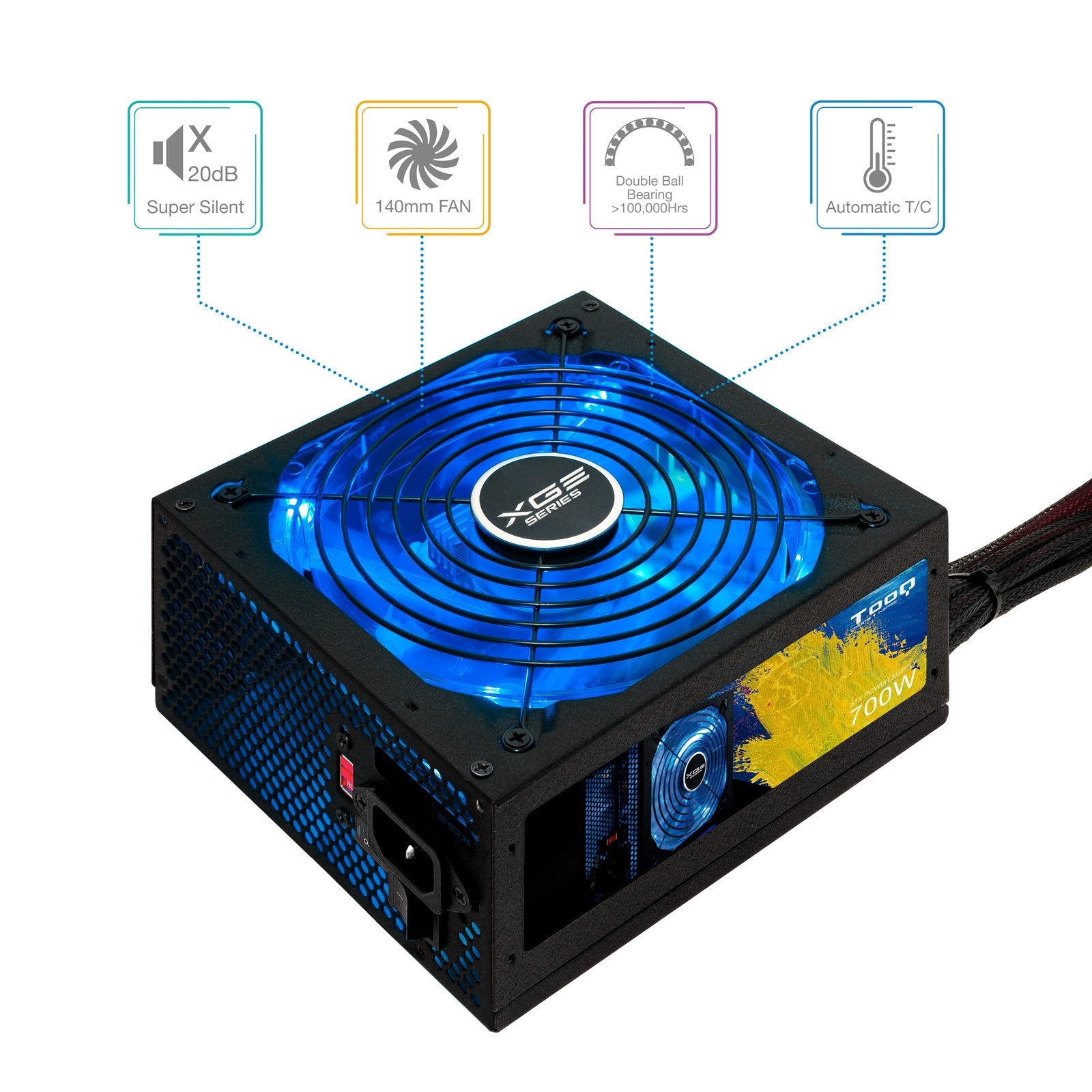 EAN 8433281007598 - TooQ TQXGEII-700SAP unidad de fuente de alimentación 700 W 20+4 pin ATX ATX Negro imagen 2