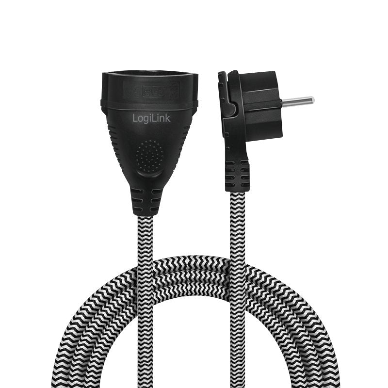 Cable De Alimentacion Verl.Cee 7/7 A Cee 7/3, 3m, Textilkabel