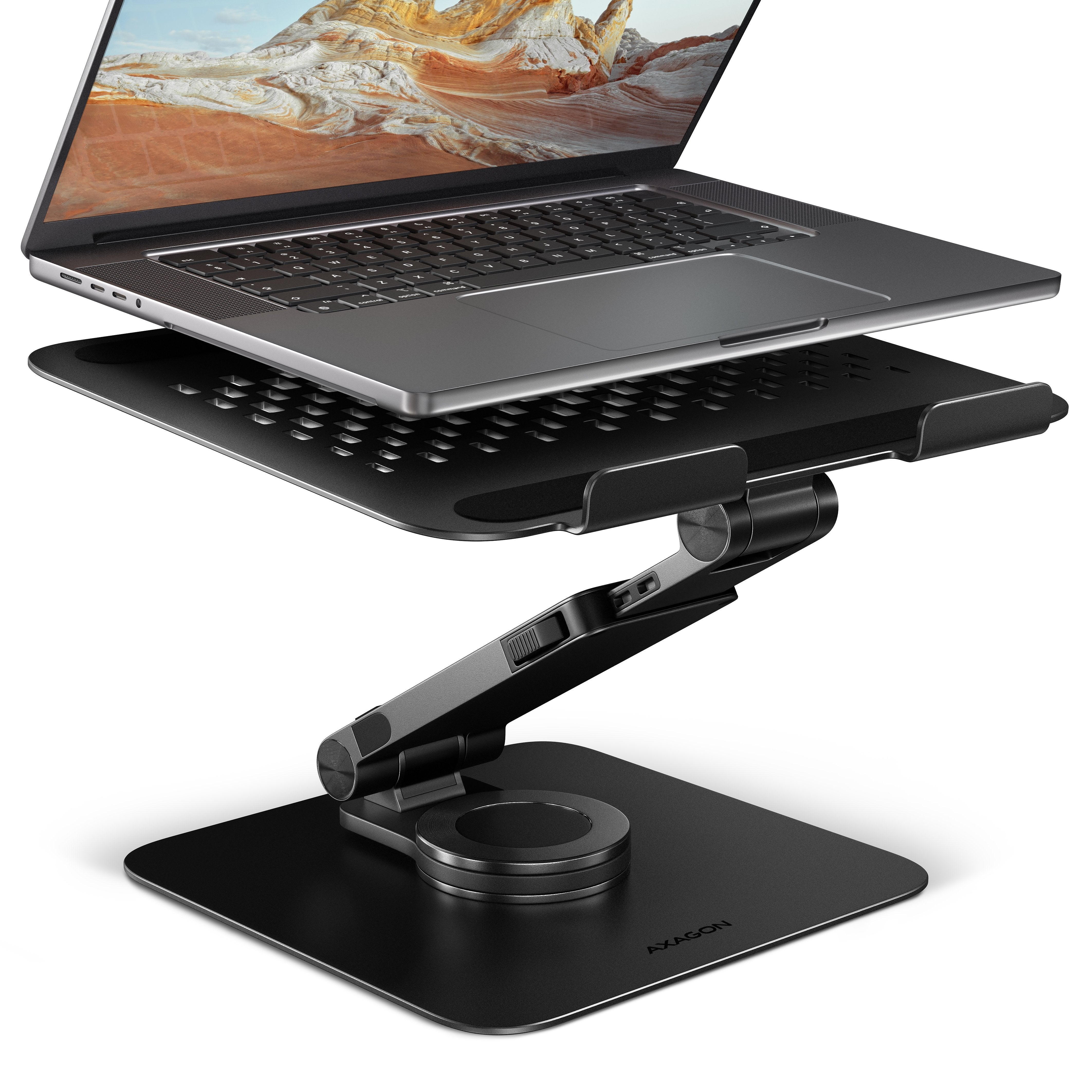 EAN 8595247909206 - Axagon STND-LRB Laptop-Ständer, 360° drehbar, Doppelgelenk, verlängerbar Soporte para ordenador portátil imagen 1