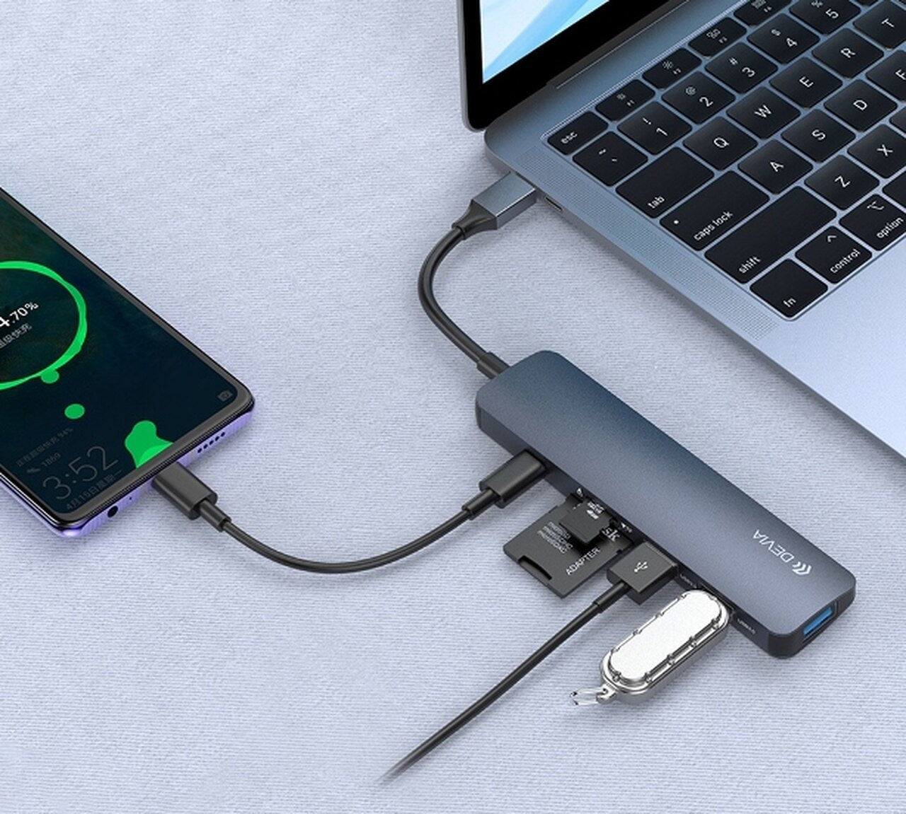 Leopard Type-C To Usb3.0*3+Pd+Cardreader 5 In 1 Hub