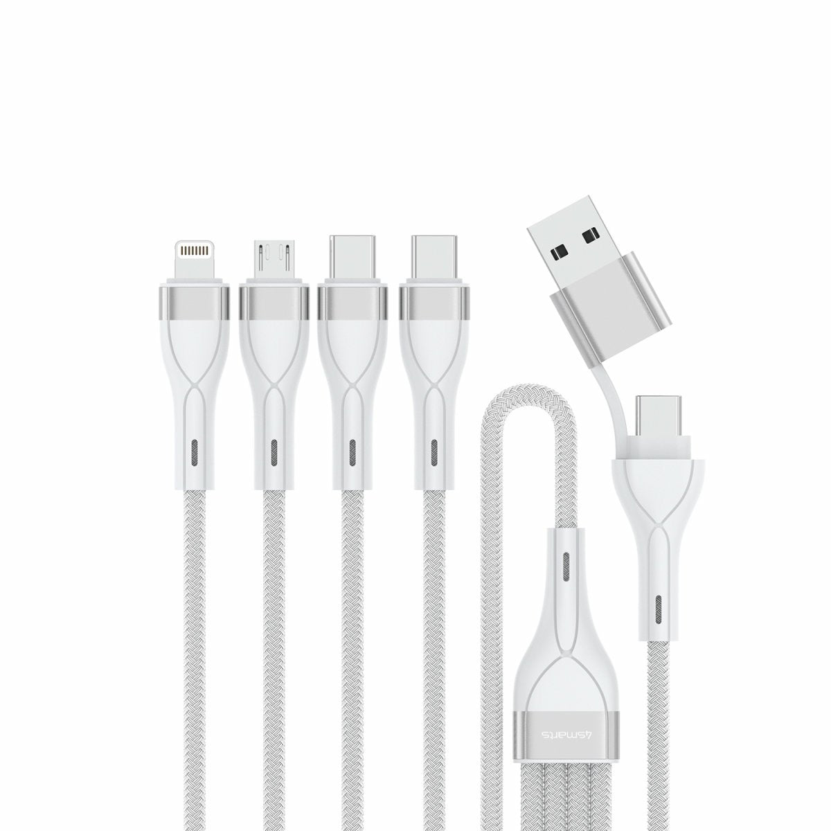 EAN 5012786030107 - 4smarts 541024 cable USB 1,2 m USB A/USB C USB C/Micro USB-A/Lightning Blanco imagen 1
