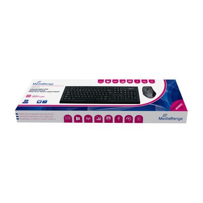 Mediarange Funk-Teclado Und Raton Set Qwert Uk Negro Gra