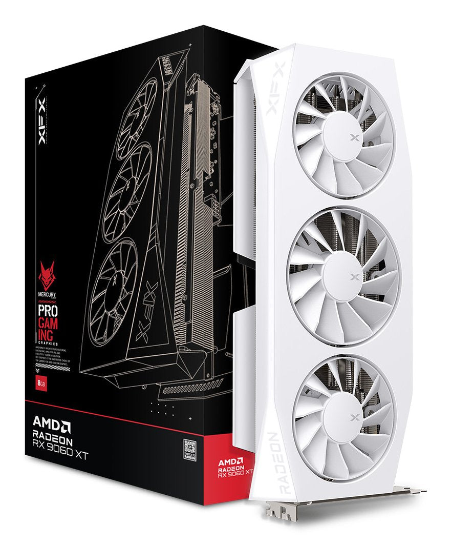 Rx 9060 Xt 16gb Xfx Radeon Mercury Oc Gaming Gddr6 3 Fan Blanco