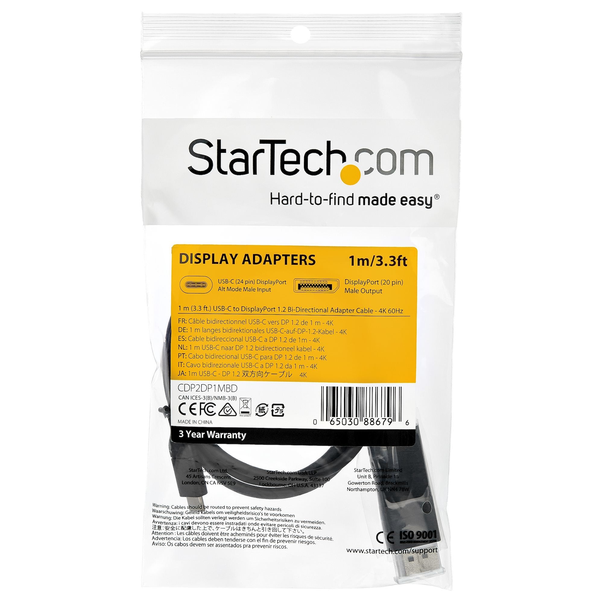 EAN 0065030886796 - StarTech.com CDP2DP1MBD adaptador de cable de vídeo Negro imagen 5