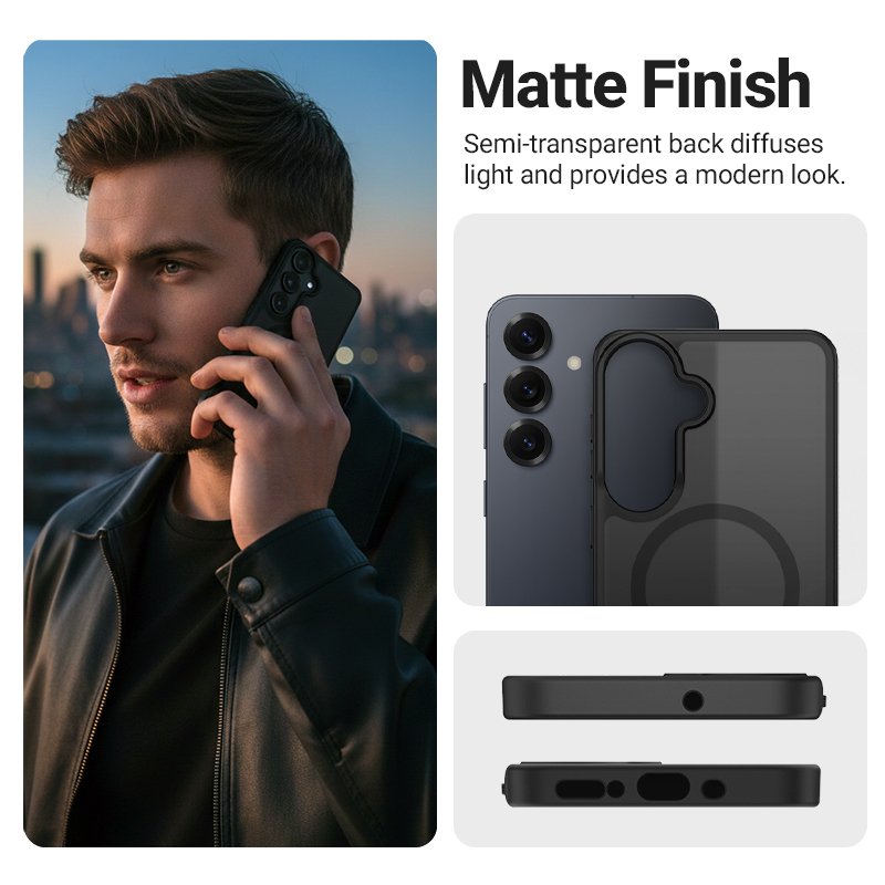Etui Hybrid Matte Magnetic Magsafe Do Samsung Galaxy A37 / A36 Czarne