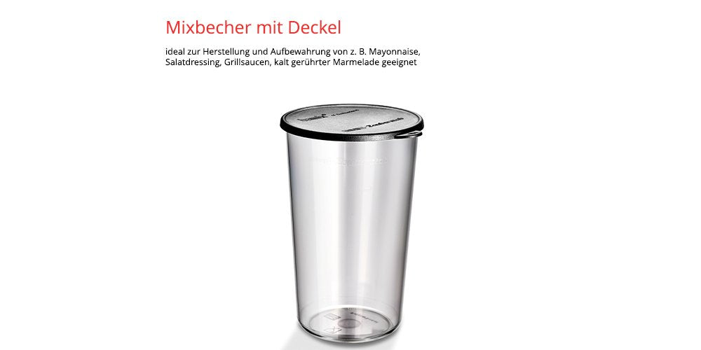 Vaso Mezclador De Varita Mágica Esge Sin Uso Con Tapa (Transparente, Contenido 0,6 Litros, Para Batidora De Mano) 7126