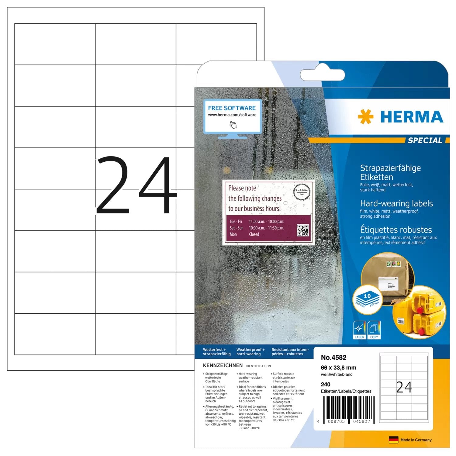 EAN 4008705045827 - HERMA 4582 etiqueta de impresora Blanco Etiqueta para impresora autoadhesiva imagen 1