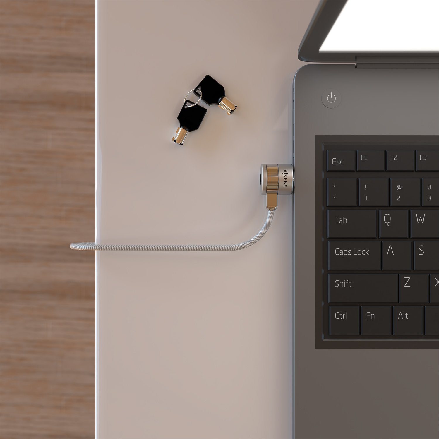 Aisens Cable De Seguridad Con Cerradura De Llave Para Ordenador, Monitor, Portatil - 1.5m