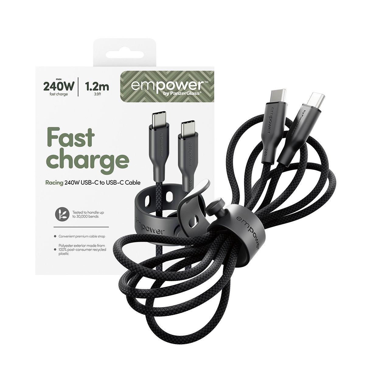 EAN 5715685027659 - PanzerGlass empower™ by ® Racing 240W USB-C to USB-C Cable | USB 2.0 | 1.2M | Space Black cable USB Negro imagen 5