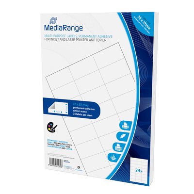 Mediarange Mrink149 Etiqueta Autoadhesiva Blanco Permanente 1200 Pieza(S)