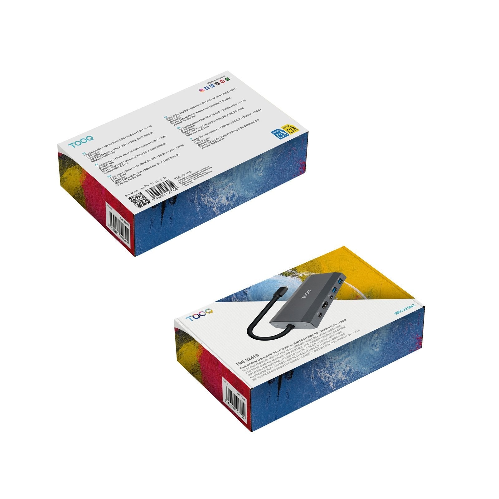 Docking Usb Tipo-C Tooq Tqe-2241g Ranura Ssd M.2 1xhdmi 2xusb 1xusb Tipo-C 1xlector Tarjetas 1xusb Tipo-C Pd