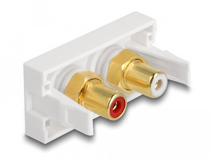 Delock Easy 45 Modul 2 X Cinch Buchse, Farbring Rot / Weiss 22,5 X 45 Mm
