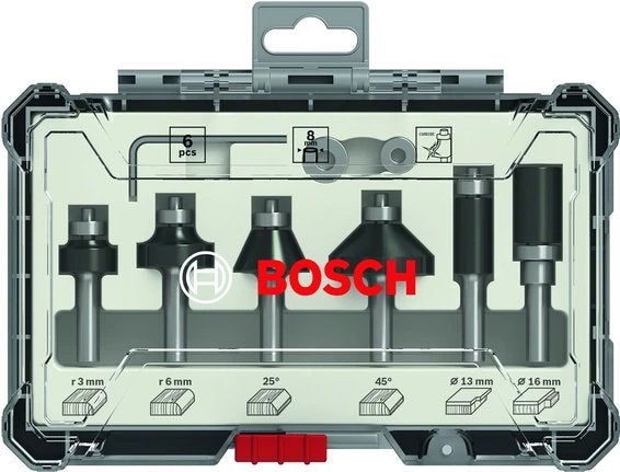 Juego De Fresas Para Cantos Y Cantos Bosch , 6 Piezas (Eje De 8 Mm) 2607017469