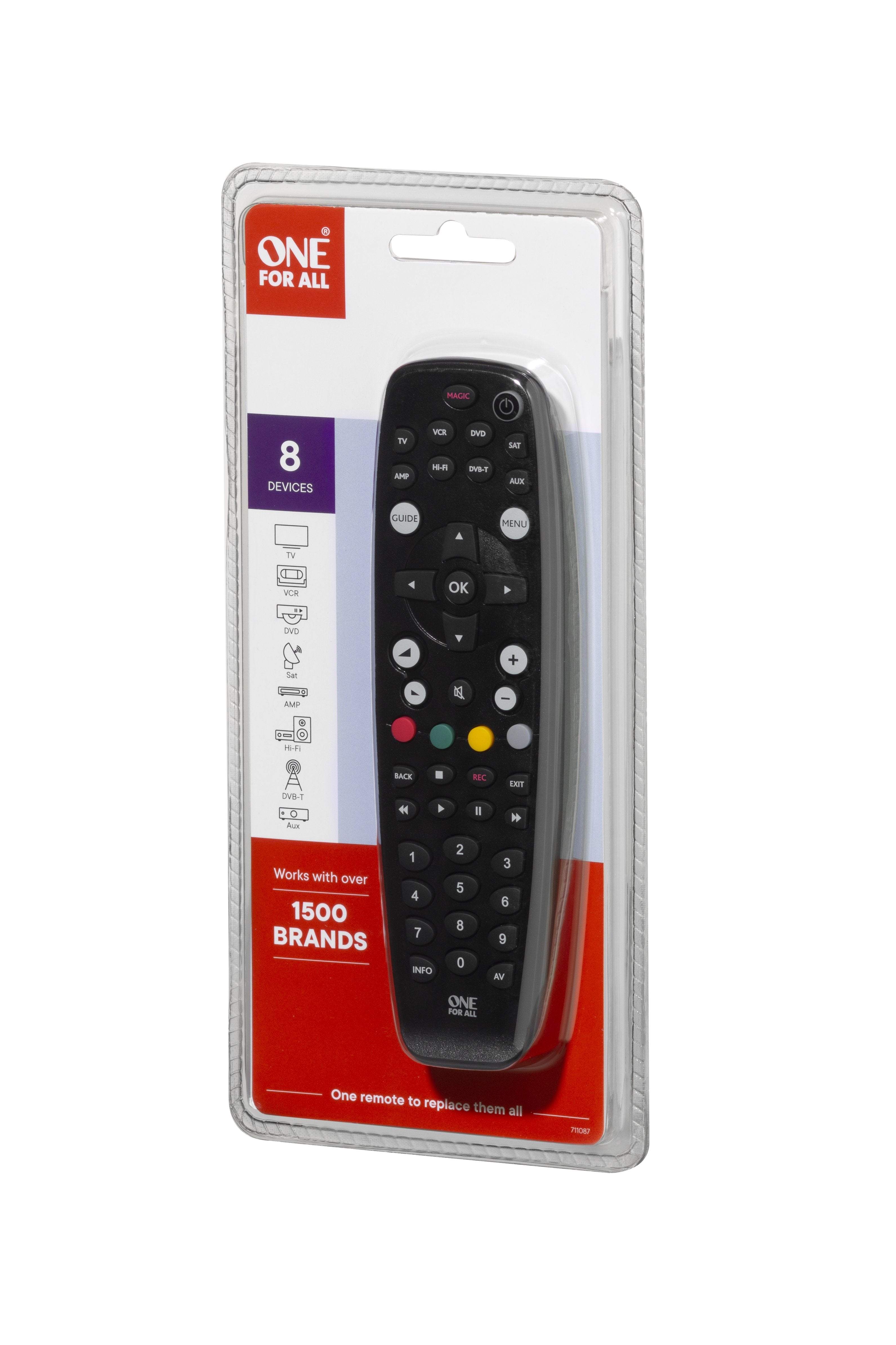 One For All Urc 2981 Mando A Distancia Ir Inalámbrico Audio,Aux1,Dvd/Blu-Ray,Sat,Tv,Vcr Botones