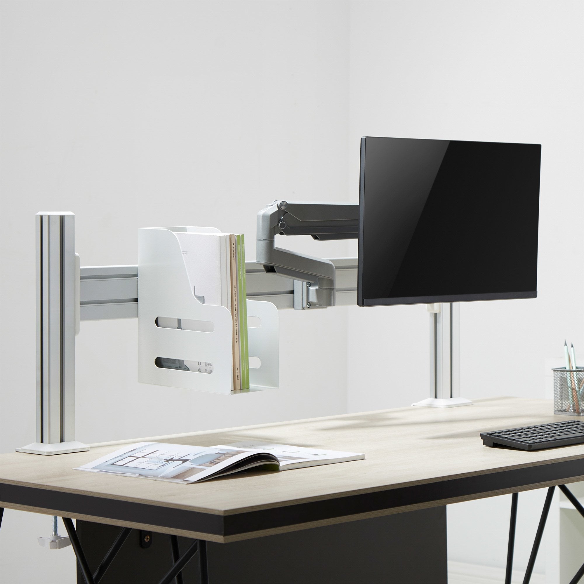 Inline® Slatwall Lifter Monitor Holder, Silver