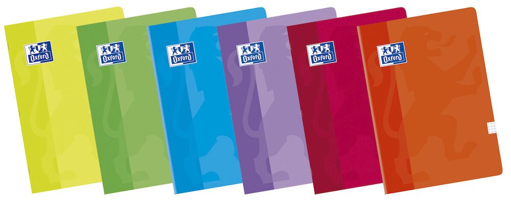 Oxford Pack De 10 Libretas Grapadas Formato A4 Cuadriculado 4x4mm - 48 Hojas Con Margen - Tapa Blanda Plastificada - Colores Surtidos