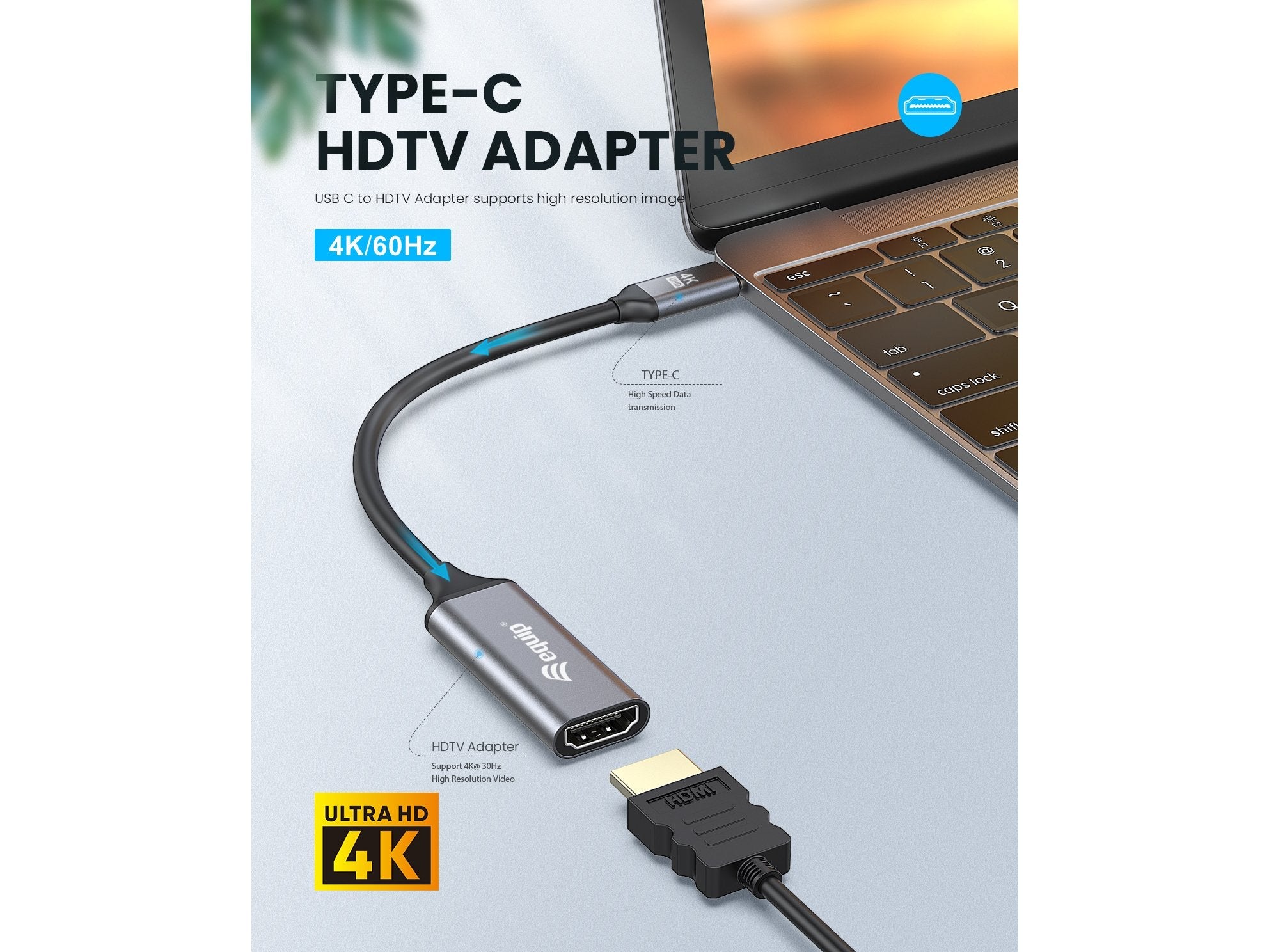 Equip 133491 Adaptador Usb-C -> Hdmi 2.0 4k60hz 0.15m Negro, Gris
