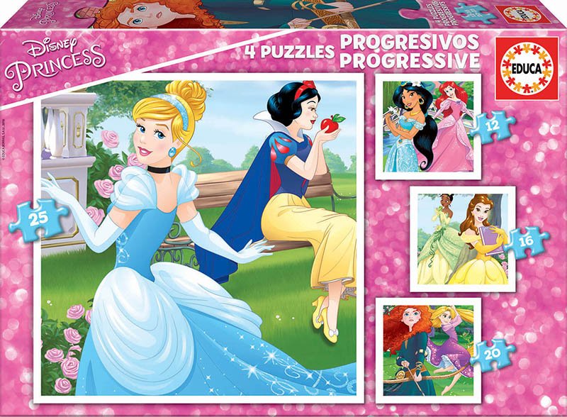 Puzzle Progresivo Princesas Disney 12-16-20-25pzs
