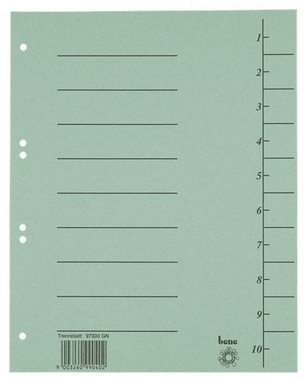 Bene Trennblätter Din A4 250 G M² Verde