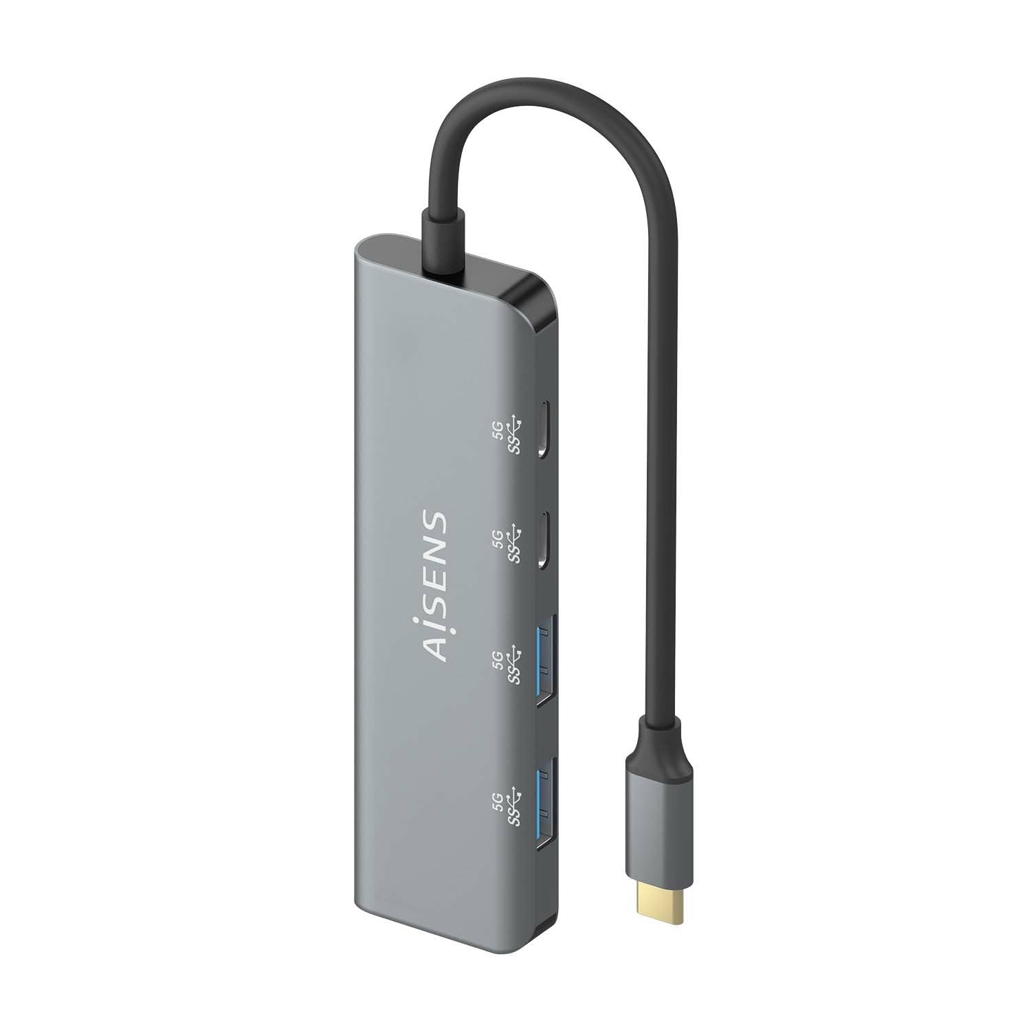 Aisens Hub Usb 3.2 Gen1 5g Usb-C - Usb-C/M-2xusb-C/H-2xusb-A/H - 15cm - Color Gris