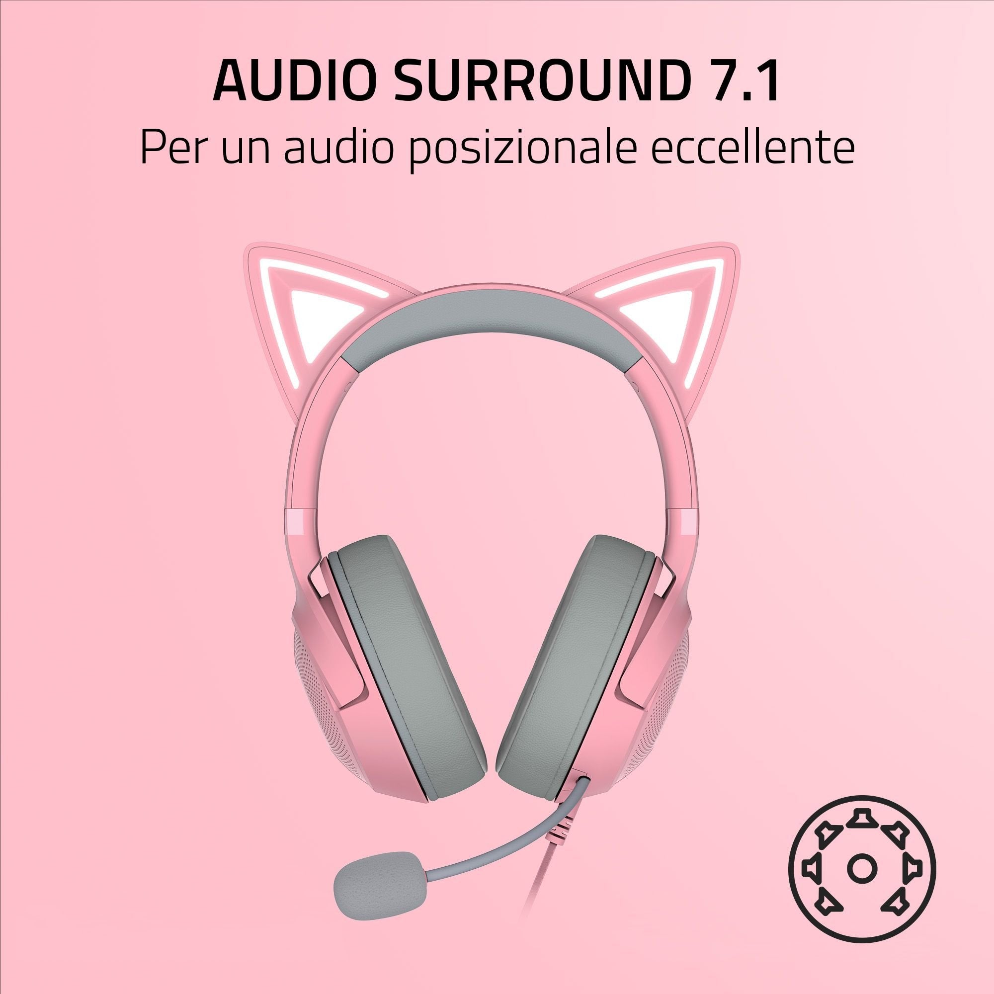 Auriculares Razer Kraken Kitty V2 Gaming Rosa, Usb-A