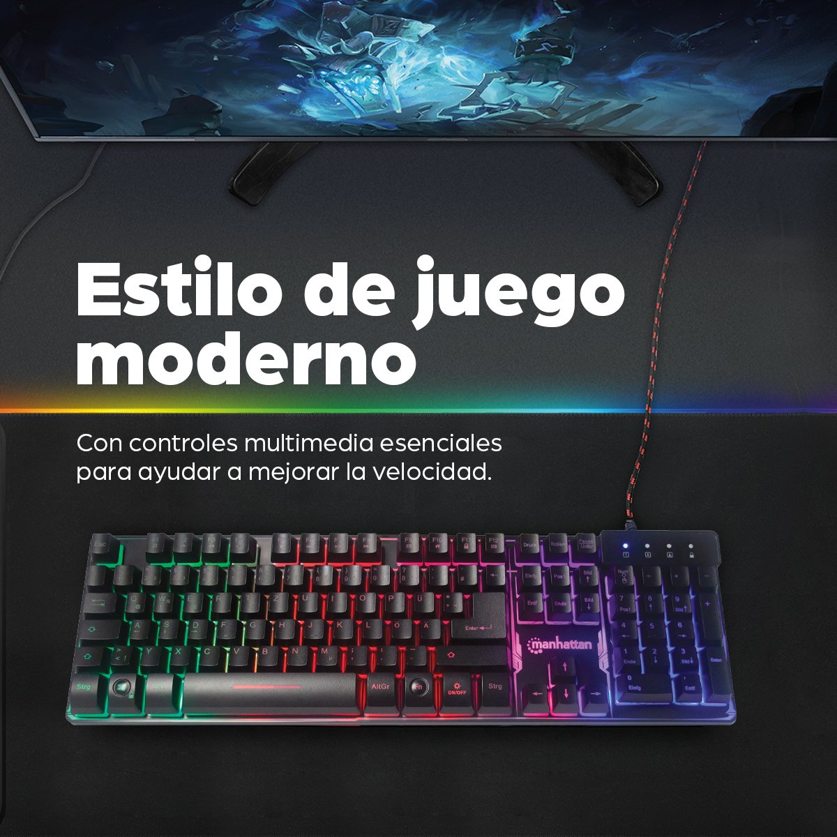 EAN 0766623178457 - Manhattan 178457 teclado Juego USB QWERTY Español Negro imagen 9
