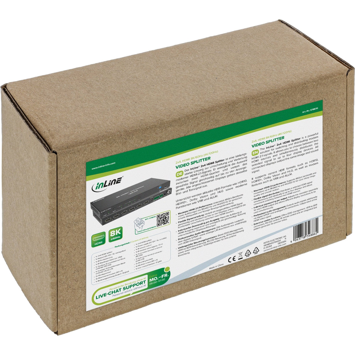 Splitter Hdmi 2x4 Puertos 8k 60hz Inline 2x4, Hdmi 8k/60hz (4k120hz)