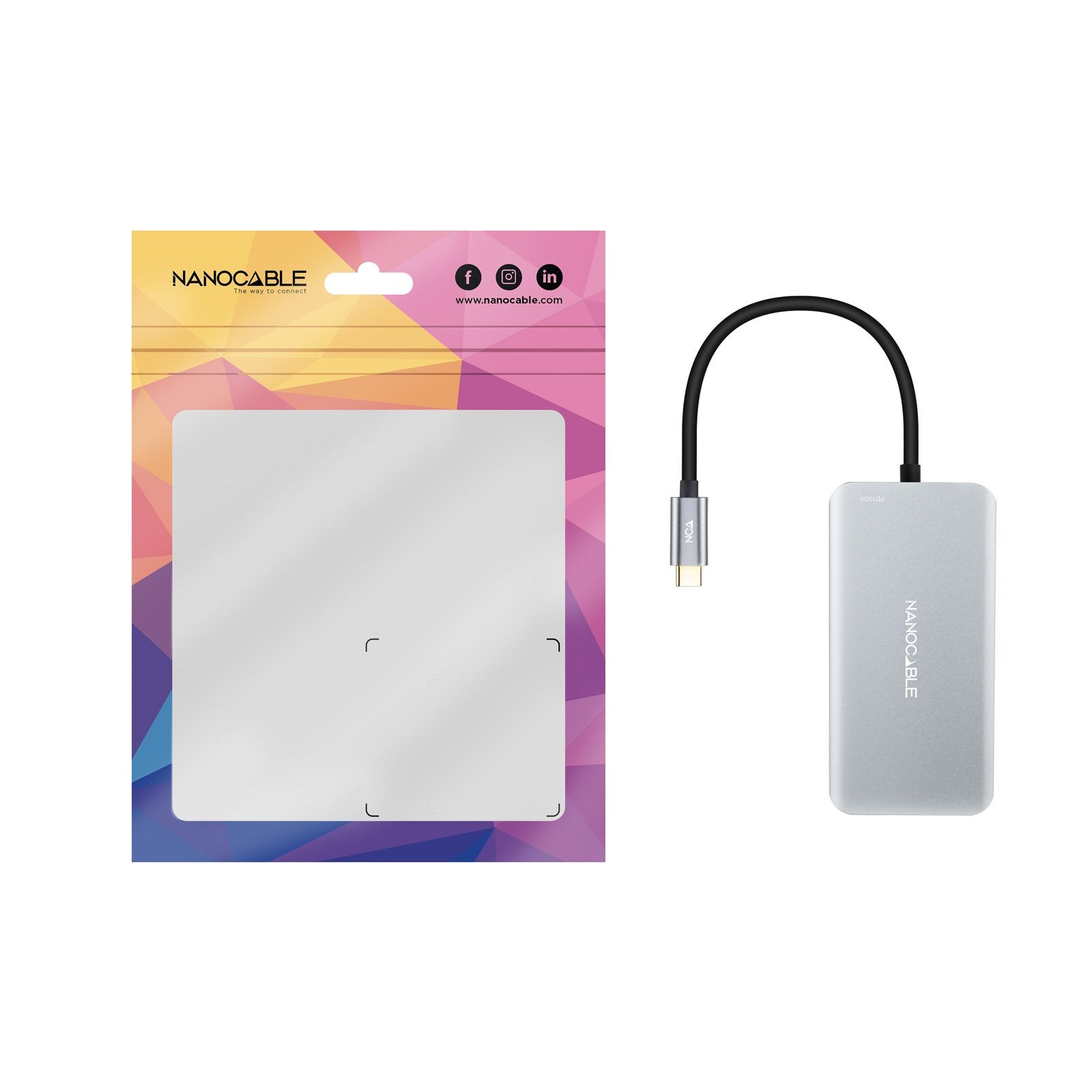 Nanocable Hub Usb-C 5 En 1 - Conversor 3.2 Gen1 5g A 3 X Usb-A 3.0 + Usb-C + Usb-C Pd 100w - Aluminio - 15 Cm - Color