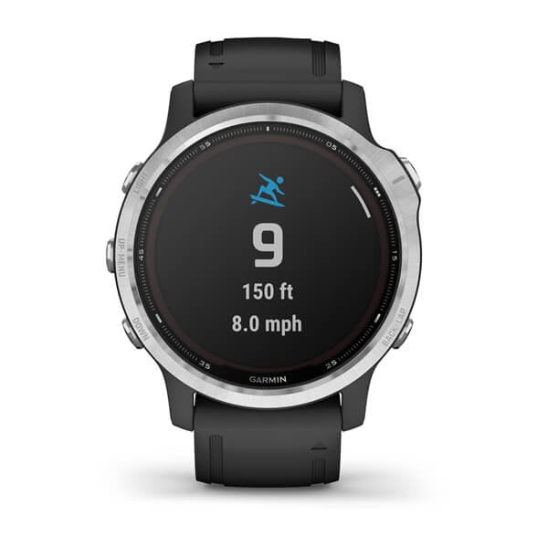 Reloj Deportivo Con Gps Garmin Fénix 6s Solar Plata/Negro Pantalla 30.4mm Carga Solar Frec Cardiaca Pulsioximetro 10atm Multisport