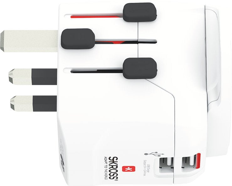Skross Pro Light Usb (2xa) - World Adaptador De Enchufe Eléctrico Universal Blanco