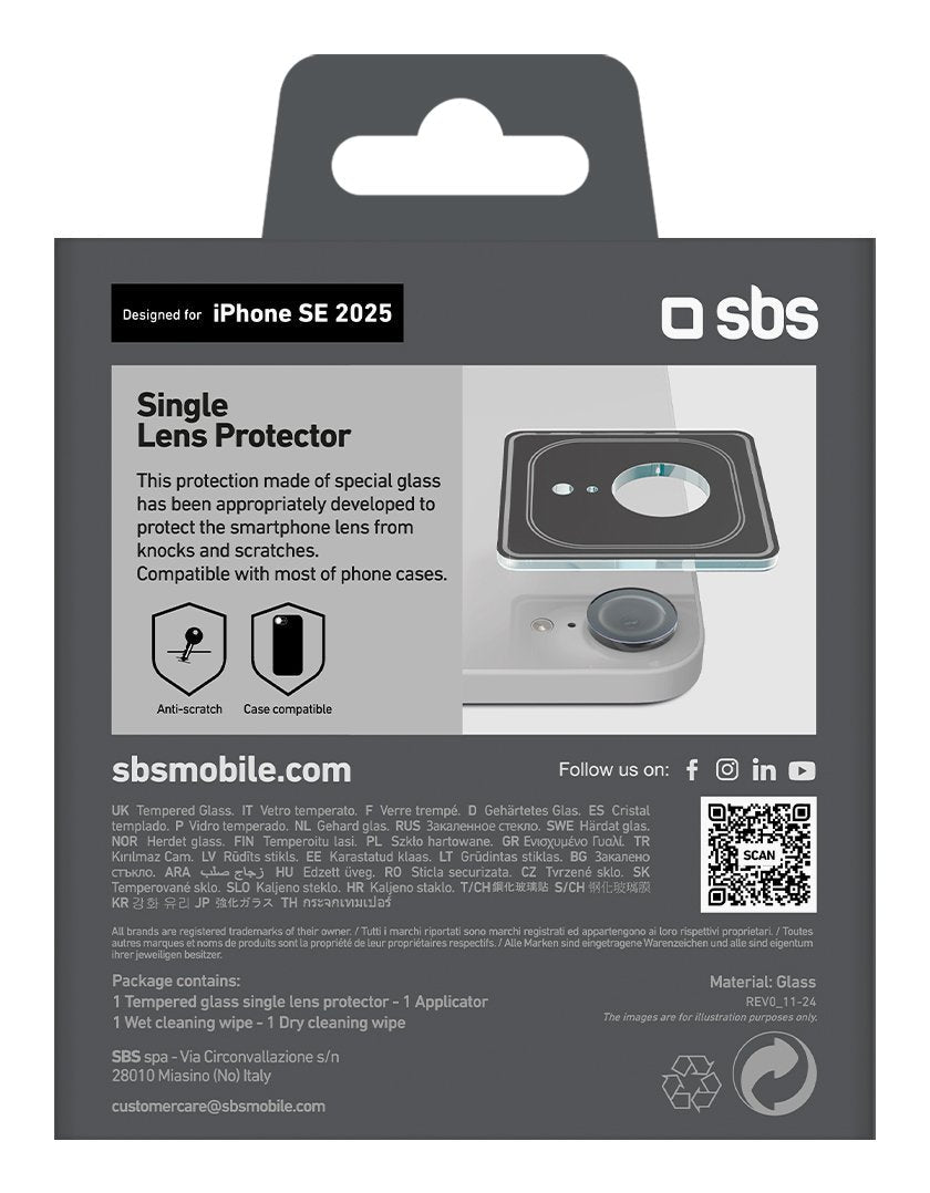 EAN 8018417500657 - SBS TESINCAMGLIPSE25 protector de pantalla o trasero para teléfono móvil Protector para lentes de cámara imagen 3