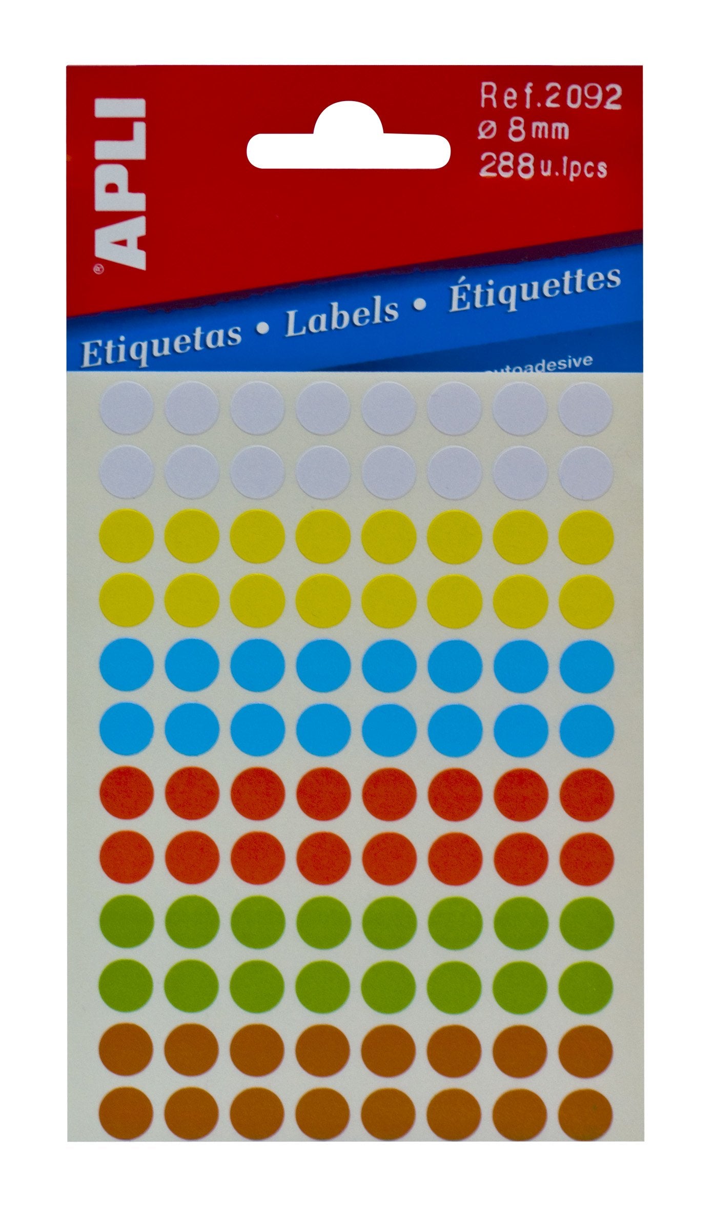 Apli Etiquetas Minibolsa Colores Surtidos Ø 8.0mm 3 Hojas