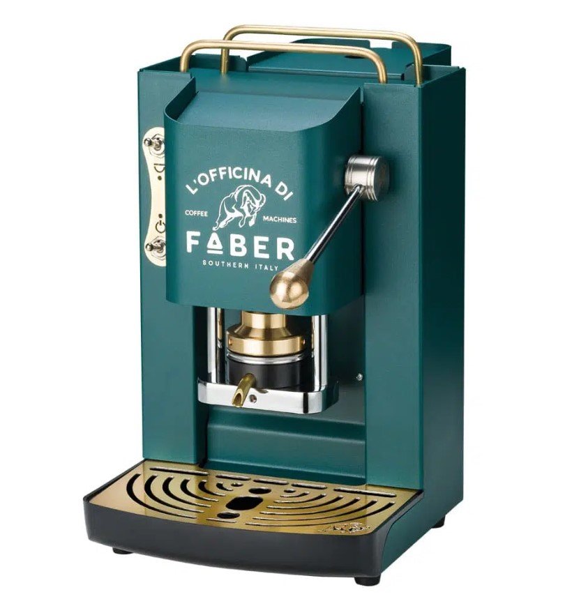 Faber Pro Deluxe Ese Pad Espressomaschine British Verde & Messing