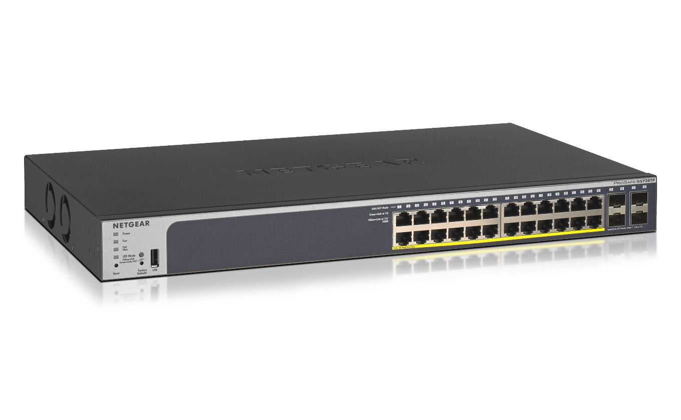 Hub Switch 24 Ptos Netgear Gs728tp-200eus 24x Gibabit Poe + 4x Combo Sfp Gs728tp-200eus