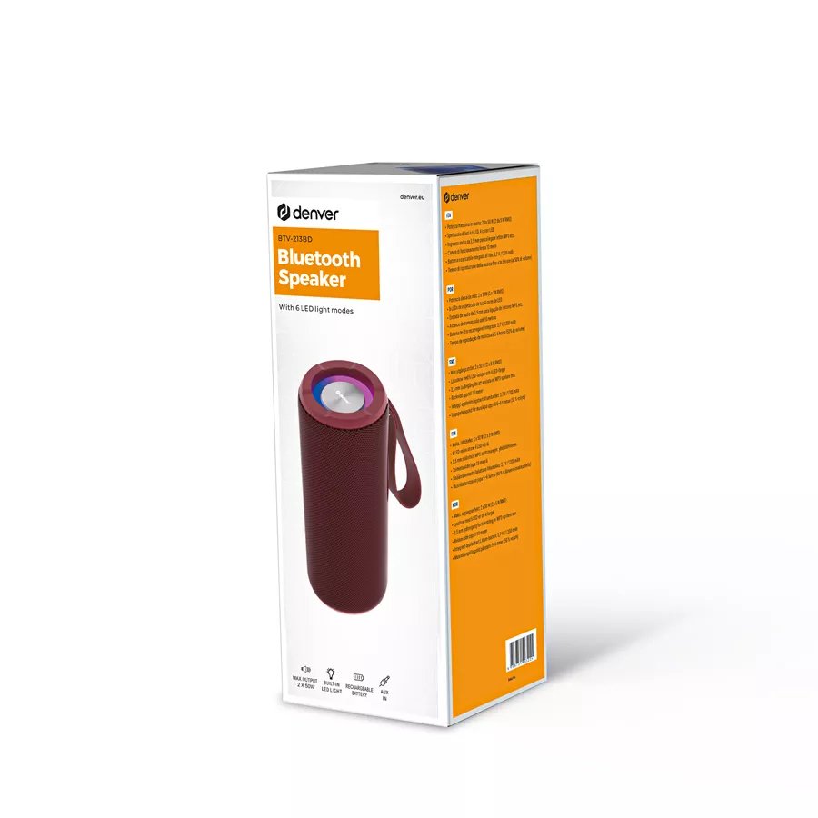 Denver Btv-213b Altavoz Bluetooth Batería Burdeos
